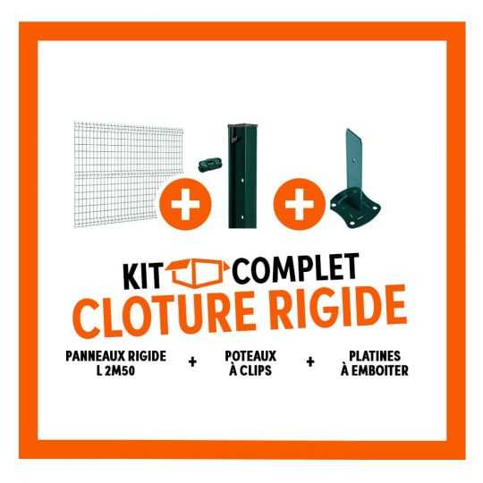 Kit clôture rigide 2m50 avec poteaux à clips sur platine Easycloture